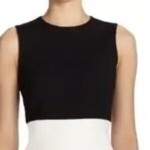 Theory Dress Black Off White Raneid Dress Sleeveless Knee Length